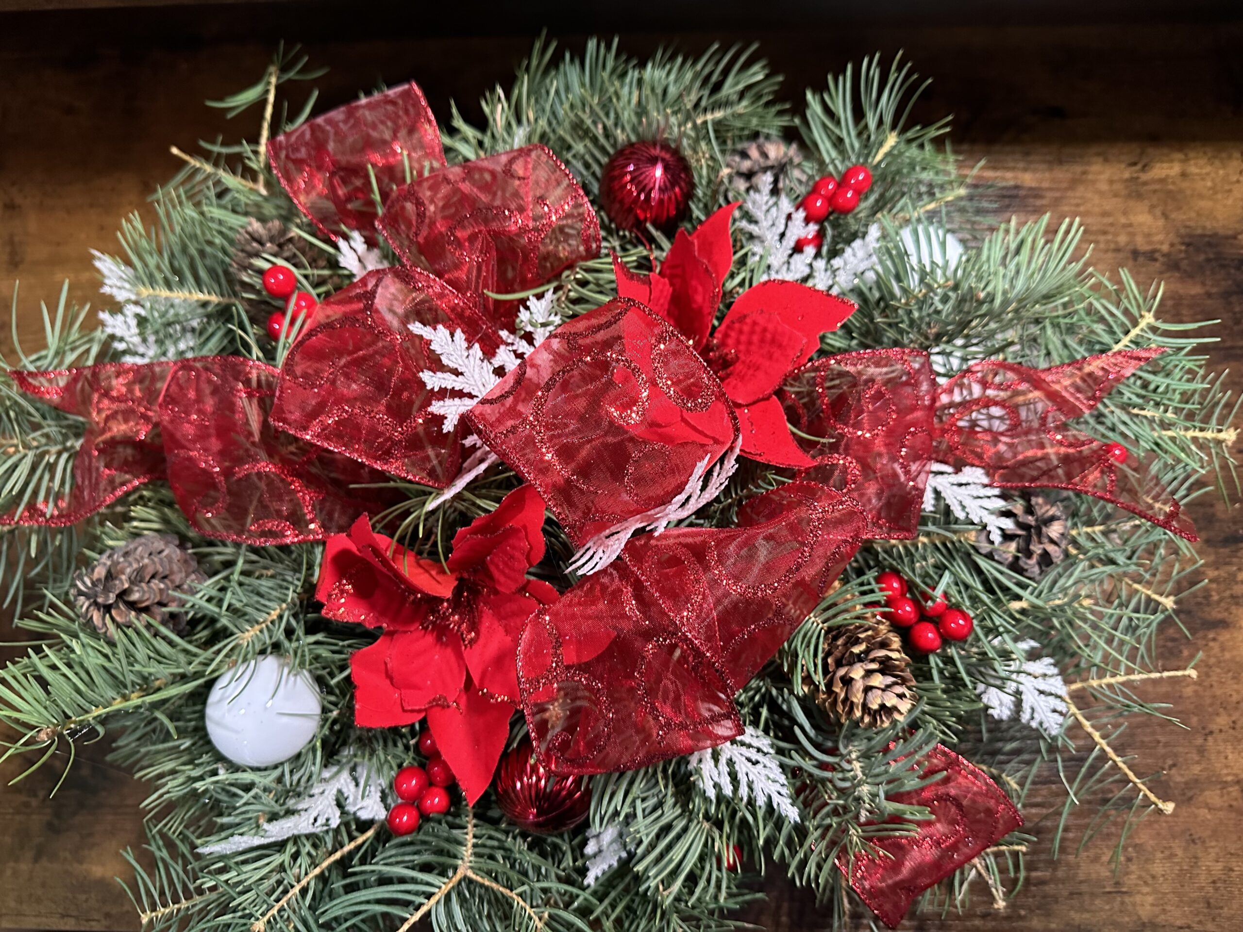 A handmade Christmas centerpiece